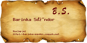 Barinka Sándor névjegykártya