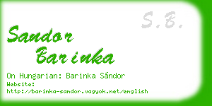 sandor barinka business card